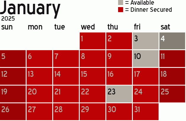 Missionary Dinner Calendar