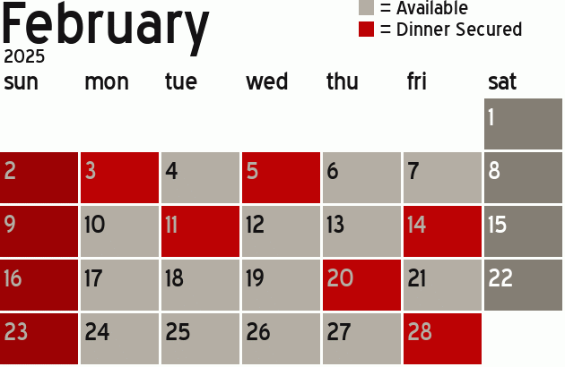 Missionary Dinner Calendar