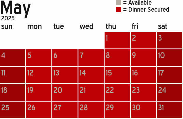 Missionary Dinner Calendar