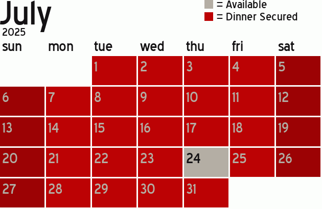 Missionary Dinner Calendar