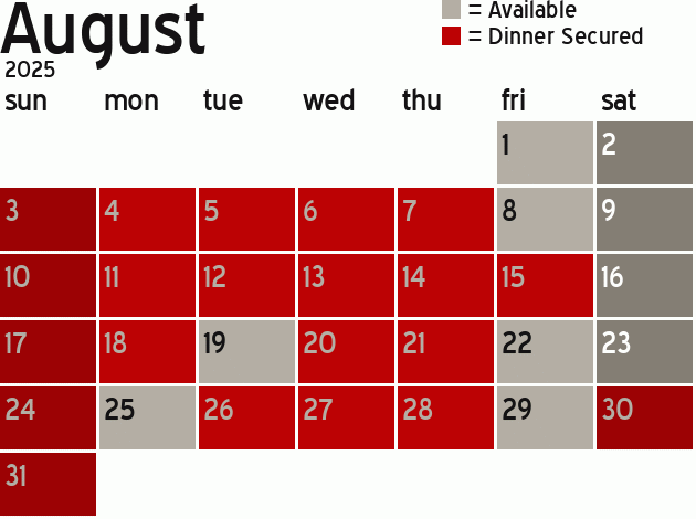 Missionary Dinner Calendar