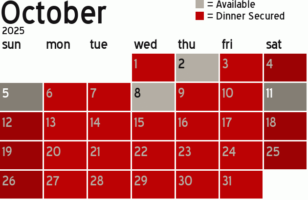 Missionary Dinner Calendar