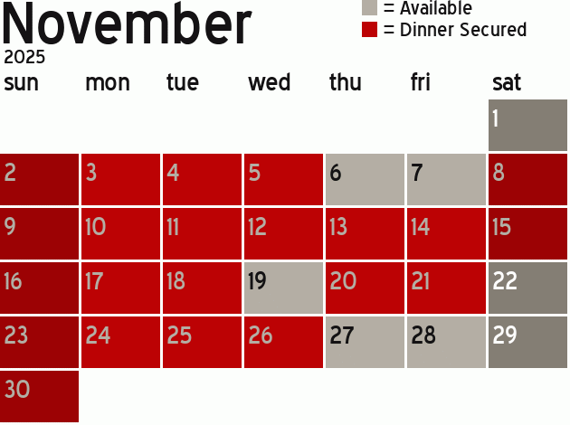 Missionary Dinner Calendar