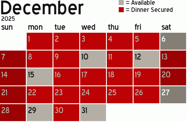Missionary Dinner Calendar